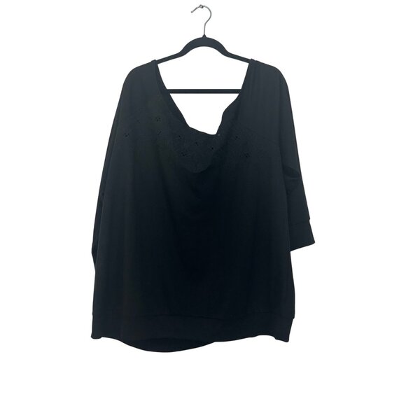 Torrid Womens Black Off-The-Shoulder Embroidered Sweatshirt SZ 3X 22-24 Pullover - Picture 13 of 13
